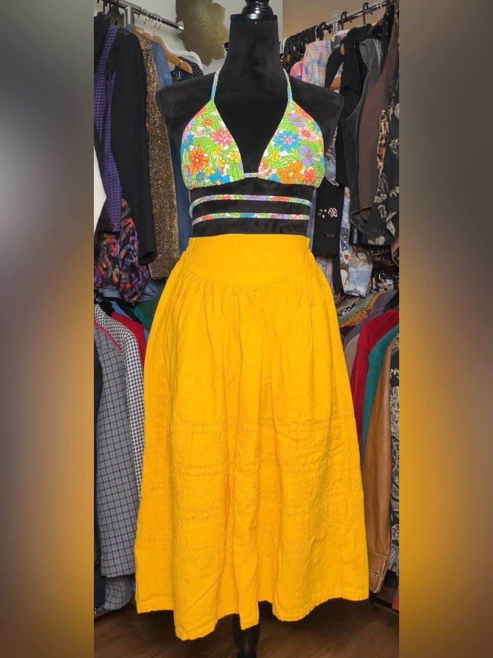 Vintage Yellow Maxi Skirt